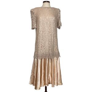 Pantagis vintage 80s Union made lace cottage dress